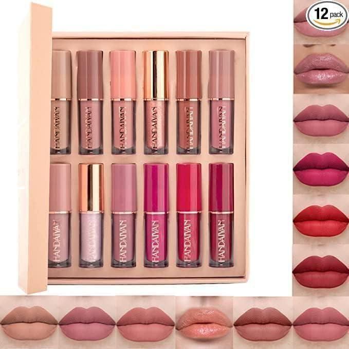 12-Piece Velvet Matte Liquid Lipstick Set - Long-Lasting Waterproof Formula