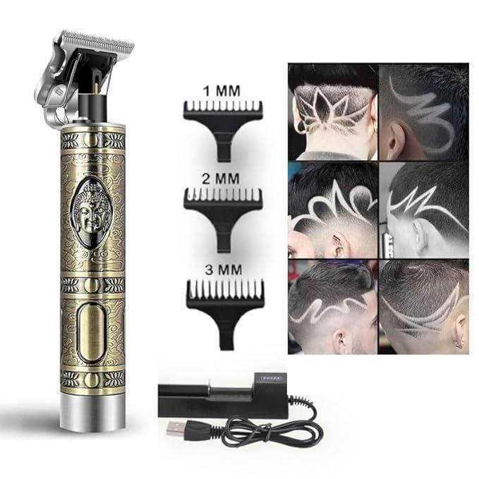 Close-up view of professional men's hair trimmer showing metal construction and precision blades