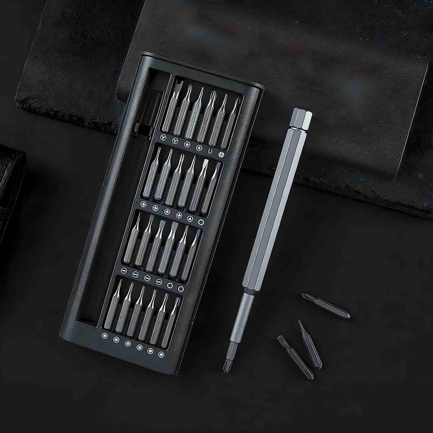 24-piece precision screwdriver set with magnetic tips in organized case for electronics repair