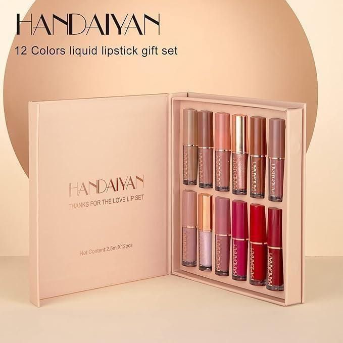 12-Piece Velvet Matte Liquid Lipstick Set - Long-Lasting Waterproof Formula