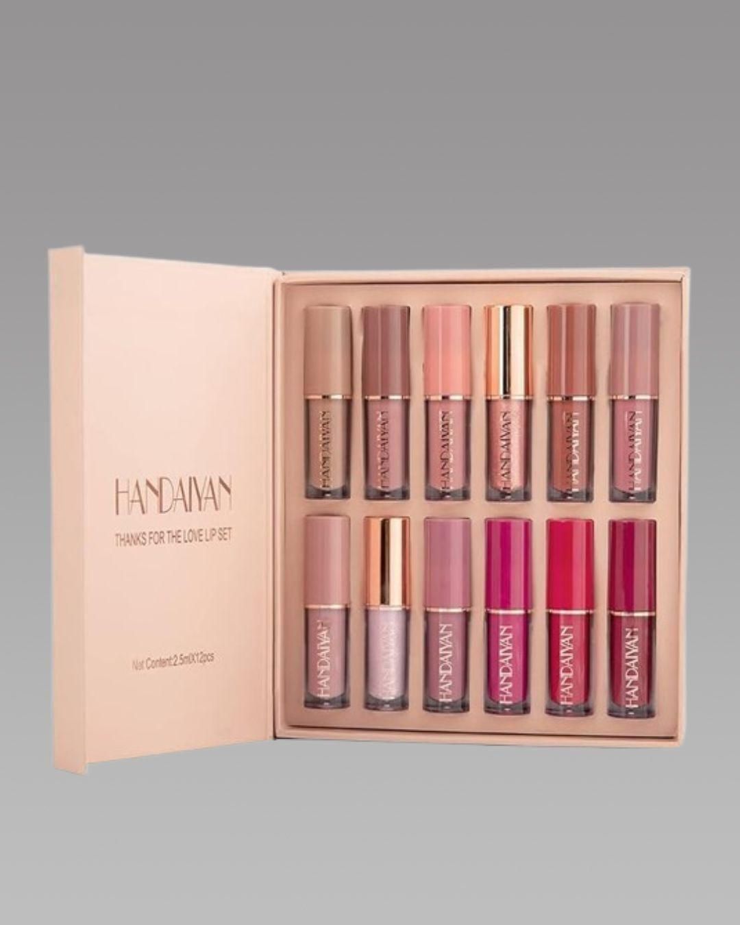 12-Piece Velvet Matte Liquid Lipstick Set - Long-Lasting Waterproof Formula