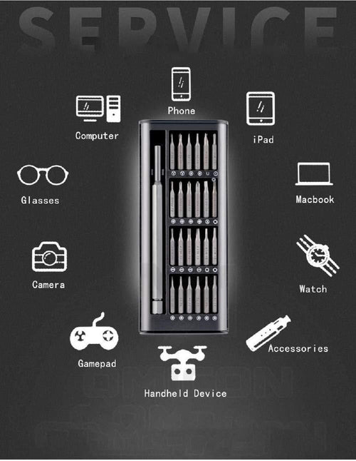 Precision screwdriver bits showing various sizes and types for different electronic repair needs